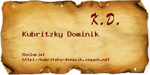 Kubritzky Dominik névjegykártya